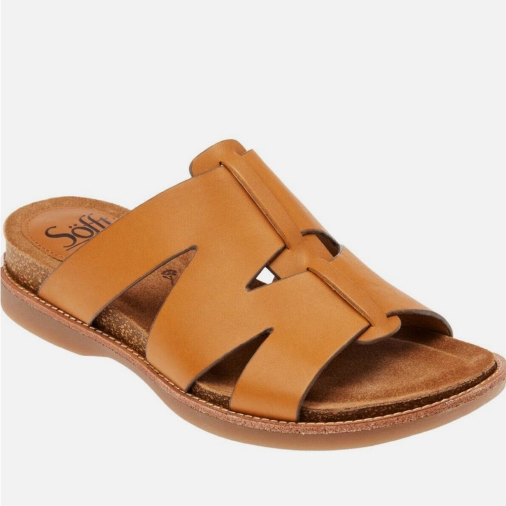 Sofft Women's Balin Leather Slides Mule Sandals 6.5 Brown Tan‎